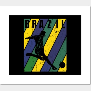 Vintage Grunge Brazil Football - Futbol Posters and Art